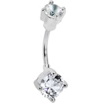 Crystalline Gem Double Round Tip Belly Ring