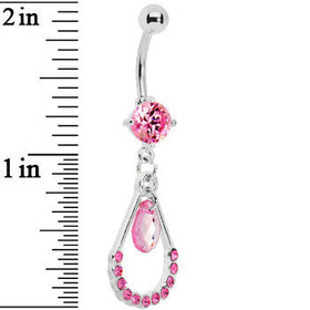 Pink Gem Teardrop Double Drop Belly Ring