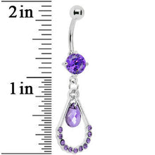 Violet Gem Teardrop Double Drop Belly Ring