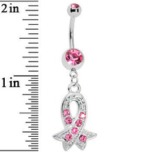 Pink Gem Breast Cancer Awareness Ribbon Belly Ring