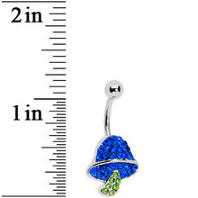 Green Blue Gem Paved Mushroom Belly Ring