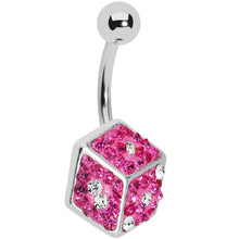 Pink Gem Paved Dice Belly Ring