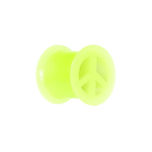 Neon Yellow Silicone Peace Sign Tunnel 0G to 14mm