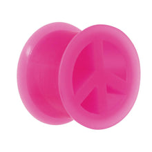 Neon Pink Silicone Peace Sign Tunnel 0G to 14mm