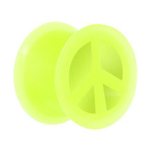 Neon Yellow Silicone Peace Sign Tunnel 0G to 14mm