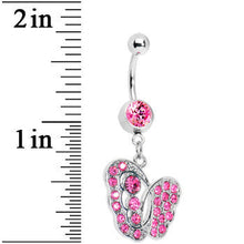 Abstract Pink Butterfly Belly Ring