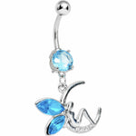 Aqua Fairy on a Crescent Moon Belly Ring