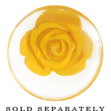 18mm Clear Acrylic Yellow Floating Rose Flower Saddle Plug