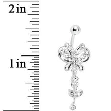 Crystalline Gem Butterfly Flower Drop Belly Ring