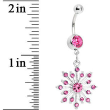 Pink Gem Sparkling Snowflake Belly Ring