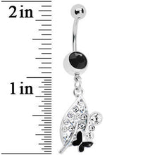 Crystalline Leaf Black Butterfly Belly Ring