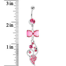 Pink Enamel Bowtie Winding Vine Belly Ring