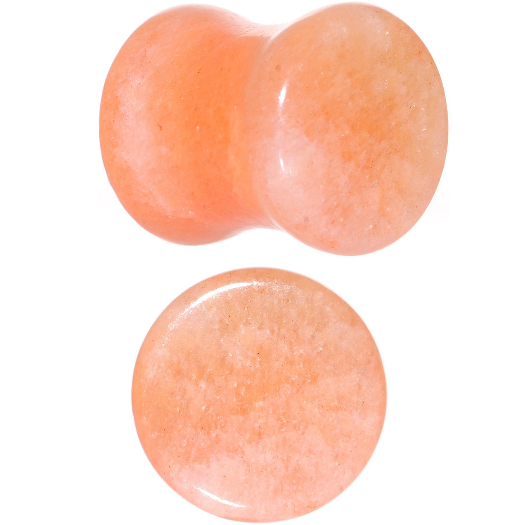 00G Peach Jade Semi Precious Stone Saddle Plug Set