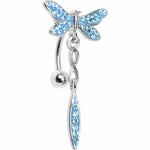 Top Mount Blue Gem Dragonfly Belly Ring