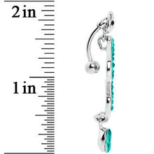 Top Mount Aqua Paved Gem Slithering Snake Belly Ring