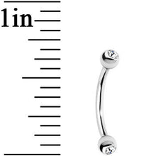 16G 3/8 Clear Gem Internally Threaded Eyebrow Ring