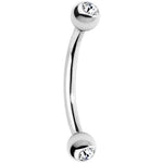 16G 3/8 Clear Gem Internally Threaded Eyebrow Ring