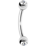 16G 5/16 Clear Gem Internally Threaded Eyebrow Ring