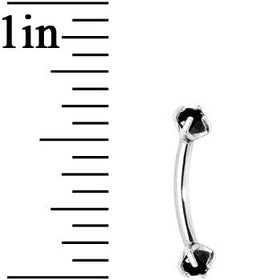 Black Prong Set Gem Internally Threaded Eyebrow Ring