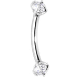 Clear Prong Set Gem Internally Threaded Eyebrow Ring