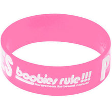 Pink White Peace Love Boobies Awareness for Breast Cancer Bracelet