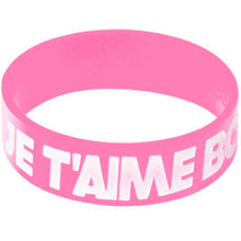 Pink White Jet'aime Boobies Awareness for Breast Cancer Bracelet