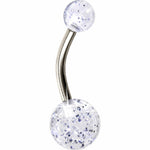 Grade 23 Solid Titanium Clear Glitter Acrylic Belly Ring