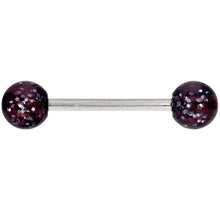Grade 23 Solid Titanium Black Glitter Acrylic Barbell Tongue Ring