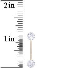 Grade 23 Solid Titanium Clear Glitter Acrylic Barbell Tongue Ring