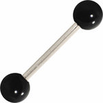 Grade 23 Solid Titanium Flat Black Acrylic Barbell Tongue Ring