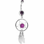 Purple Native American Dreamcatcher Belly Ring