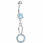 Aqua Gem Paved Circular Loop Belly Ring