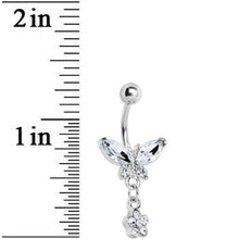 Crystalline Gem Butterfly Daisy Flower Belly Ring