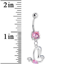 Pink Gem Hollow Wing Butterfly Belly Ring