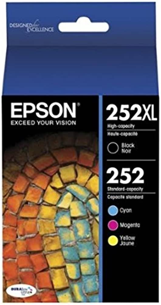 New, Pre-Owned - Epson T252XL Black and T252 Cyan, Magenta, Yellow Ink Cartridges