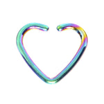 16G Rainbow Anodized Hollow Heart Daith Cartilage Closure Ring