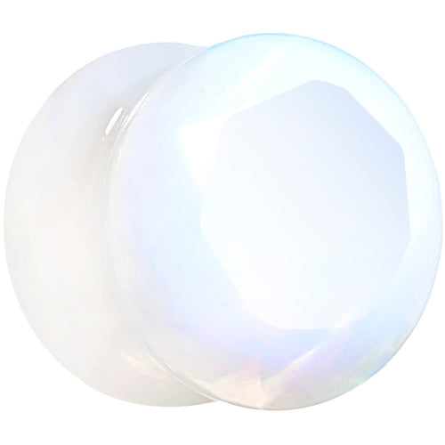 5/8 Opalite Semi Precious Stone Faceted Double Flare Plug