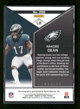 2022 Panini Rookies & Stars Rookies Signatures Nakobe Dean #/299 Auto #200