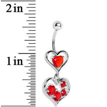 Red Gem Two Hearts Full Belly Ring