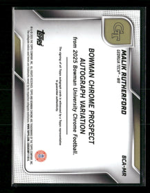 2025 Bowman University Chrome Blue Refractor Malik Rutherford Auto #BCA-MR
