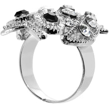 Clear Gem Sparkle Black Eyed Owl Adjustable Ring