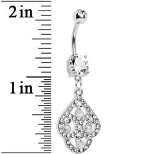 Crystalline Gem Faux Pearl Swirl Dangle Belly Ring