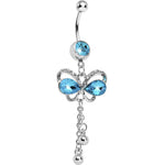 Aqua Gem Teardrop Wing Butterfly Belly Ring