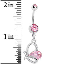 Pink Gem Petal Wing Butterfly Belly Ring