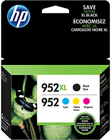 New, Pre-Owned - HP 952XL Black & 952 Cyan, Magenta, Yellow Ink Cartridge - 4 Pack