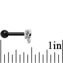 Black Acrylic 925 Silver Black Gem Bull Cartilage Earring