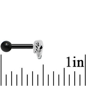 Black Acrylic 925 Silver Black Gem Bull Cartilage Earring