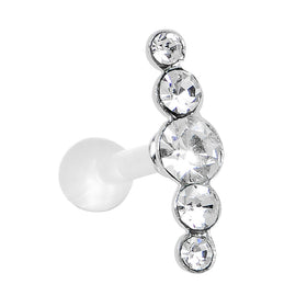White Acrylic 925 Silver Clear Gem Left Cartilage Earring