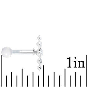 White Acrylic 925 Silver Clear Gem Left Cartilage Earring