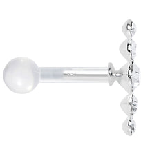 White Acrylic 925 Silver Clear Gem Left Cartilage Earring